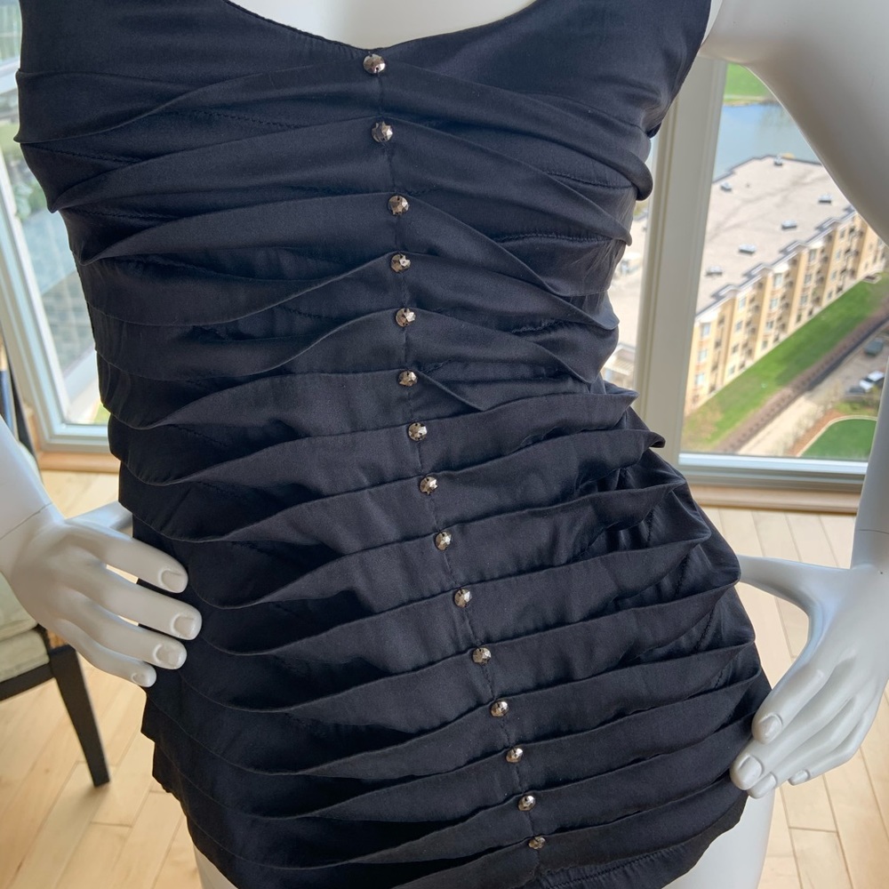 Cache silk-blend textured/studded tank